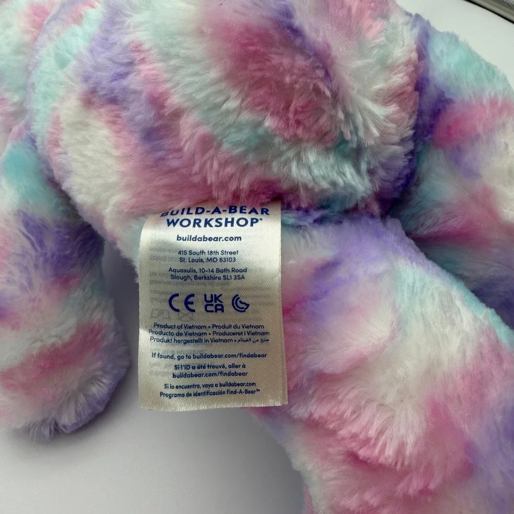 Build-A-Bear Pastel Swirl Kitty Cat Plush Pink Purple Stuffed Animal Tie Dye